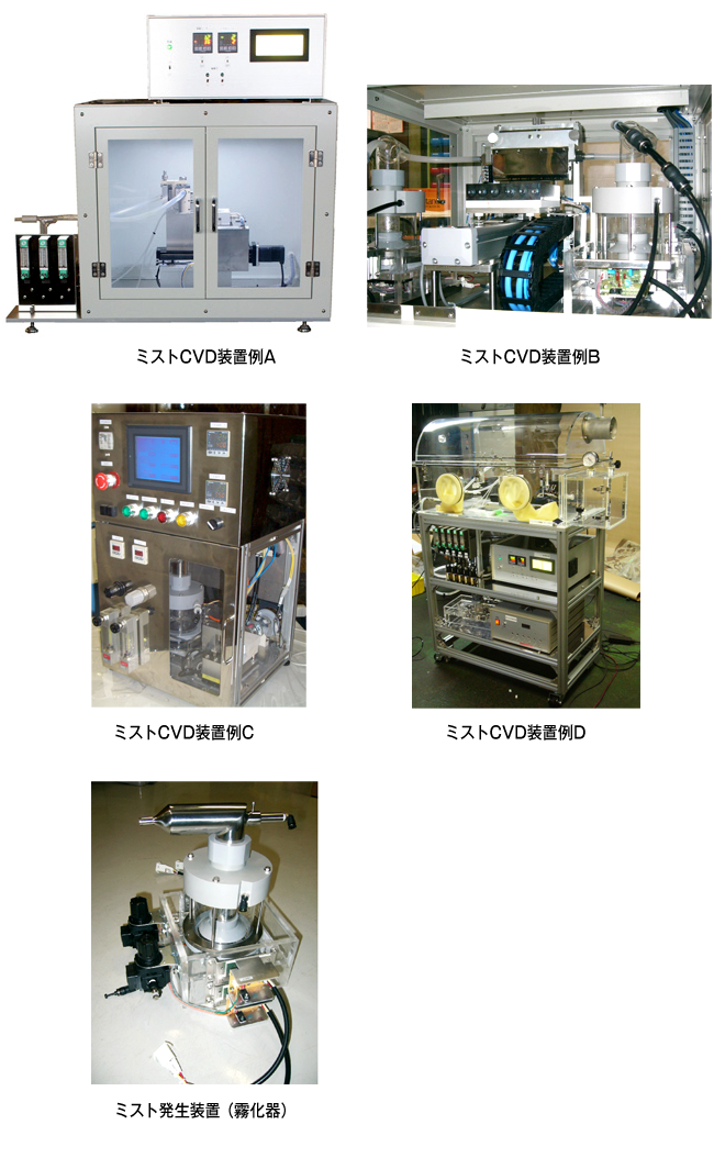 ミストCVD装置例・ミスト発生装置（霧化器）例